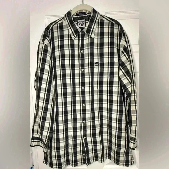 Faconnable Men’s Cotton Collared Button Down Casual Shirt Dk Blu/Gray/White Sz M - Picture 1 of 6